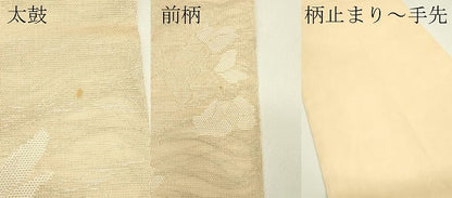 平和屋着物＊夏物　太鼓柄　本袋帯　草花文　銀糸　正絹　逸品　CABH5718rv