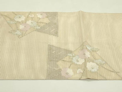 平和屋着物＊夏物 太鼓柄袋帯 絽綴れ 立波枝花文 金銀糸 正絹 逸品 CABH5721rv