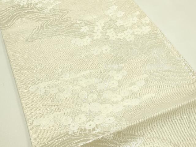 平和屋着物＊夏物　六通柄袋帯　流水草花文　銀糸　正絹　逸品　未使用　CABH5722rv
