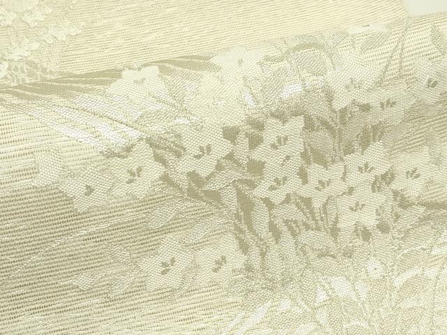 平和屋着物＊夏物　六通柄袋帯　流水草花文　銀糸　正絹　逸品　未使用　CABH5722rv