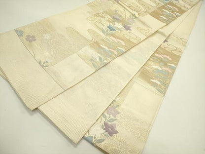 平和屋着物＊夏物　六通柄袋帯　秋草文　金糸　正絹　逸品　CABH5723rv