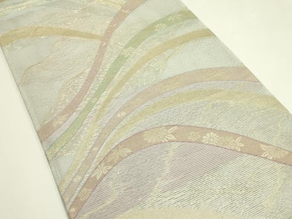 平和屋着物＊夏物 六通柄袋帯 草花文 金糸 正絹 逸品 CABH5724rv