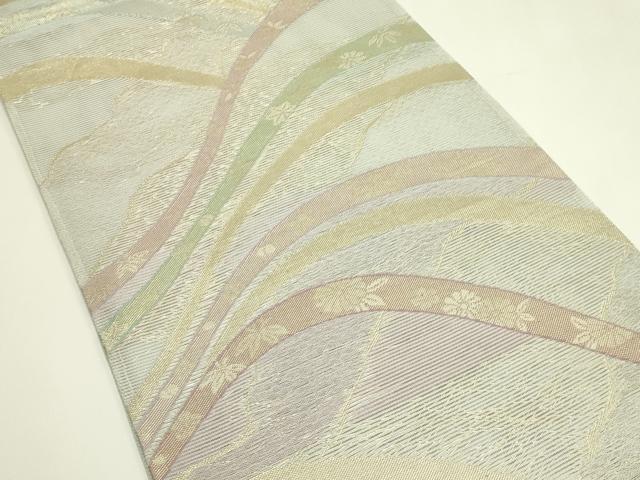 平和屋着物＊夏物 六通柄袋帯 草花文 金糸 正絹 逸品 CABH5724rv