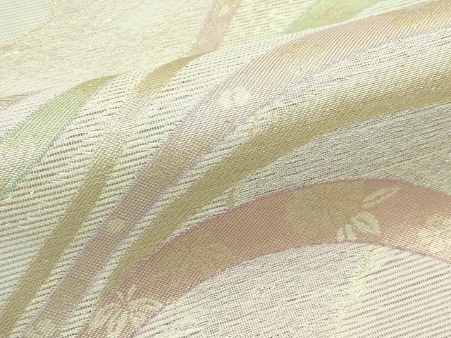 平和屋着物＊夏物 六通柄袋帯 草花文 金糸 正絹 逸品 CABH5724rv