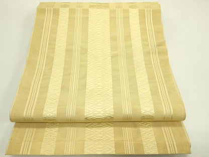 平和屋着物＊夏物　本場筑前博多織　八寸名古屋帯　紗献上　卵色　正絹　逸品　CABH5729rv