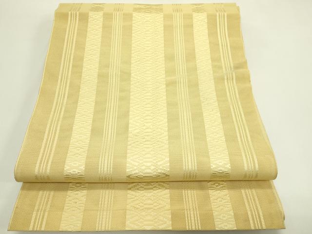 平和屋着物＊夏物　本場筑前博多織　八寸名古屋帯　紗献上　卵色　正絹　逸品　CABH5729rv