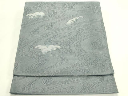 平和屋着物＊夏物 六通柄袋帯 立波文 銀糸 正絹 逸品 CABH5736rv