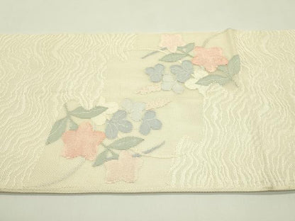 平和屋着物＊夏物 太鼓柄袋帯 桔梗 萩 正絹 逸品 CABH5741rv