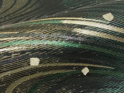 平和屋着物＊夏物 六通柄袋帯 箔散らし流水文 黒地 金糸 正絹 逸品 CABH5743rv