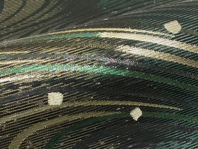 平和屋着物＊夏物 六通柄袋帯 箔散らし流水文 黒地 金糸 正絹 逸品 CABH5743rv