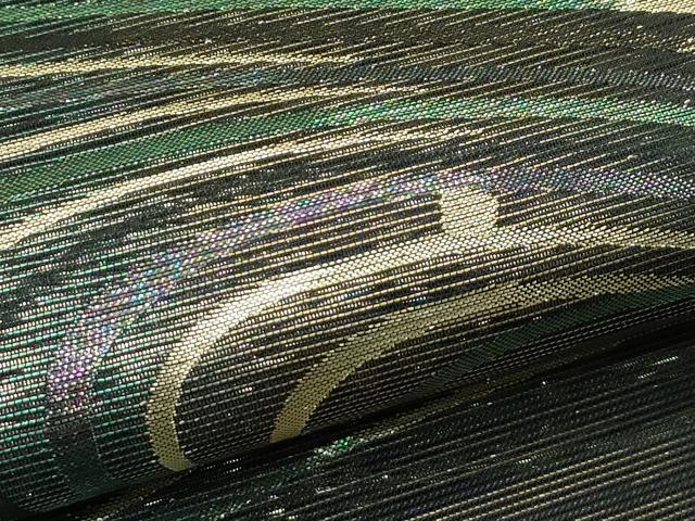 平和屋着物＊夏物 六通柄袋帯 箔散らし流水文 黒地 金糸 正絹 逸品 CABH5743rv