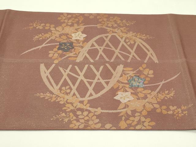 平和屋着物＊夏物 太鼓柄袋帯 螺鈿箔 籬秋草文 金彩 正絹 逸品 CABH5744rv