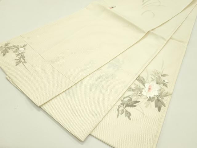 平和屋着物＊夏物 太鼓柄袋帯 作家物 手描き 刺繍 牡丹 正絹 逸品 CABH5745rv