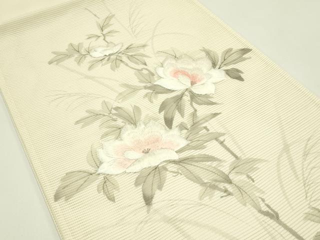 平和屋着物＊夏物 太鼓柄袋帯 作家物 手描き 刺繍 牡丹 正絹 逸品 CABH5745rv