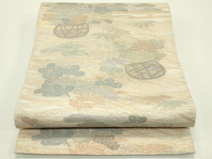平和屋着物＊夏物 六通柄袋帯 花籠文 金糸 正絹 逸品 CABH5746rv