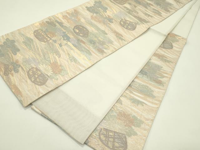 平和屋着物＊夏物 六通柄袋帯 花籠文 金糸 正絹 逸品 CABH5746rv