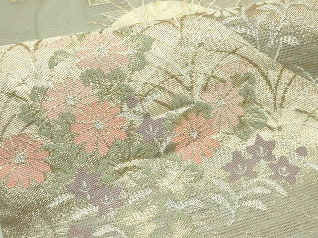 平和屋着物＊夏物 六通柄袋帯 遠山秋草文 金銀糸 正絹 逸品