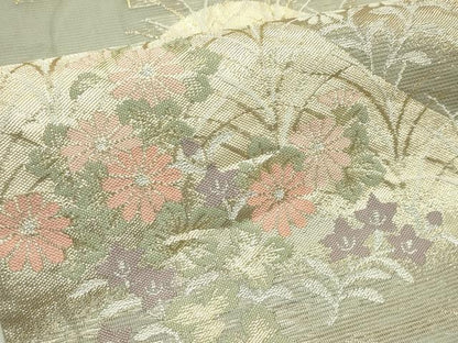 平和屋着物＊夏物 六通柄袋帯 遠山秋草文 金銀糸 正絹 逸品 CABH5747rv