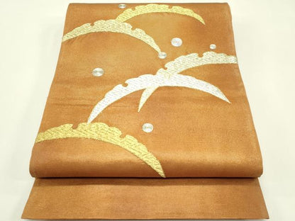 平和屋着物＊夏物 太鼓柄袋帯 総刺繍 駒刺繍 露芝文 金糸 正絹 逸品 CABH5751rv
