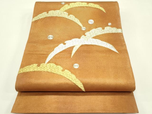 平和屋着物＊夏物 太鼓柄袋帯 総刺繍 駒刺繍 露芝文 金糸 正絹 逸品 CABH5751rv