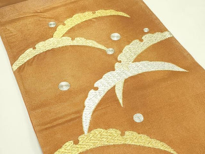 平和屋着物＊夏物 太鼓柄袋帯 総刺繍 駒刺繍 露芝文 金糸 正絹 逸品 CABH5751rv