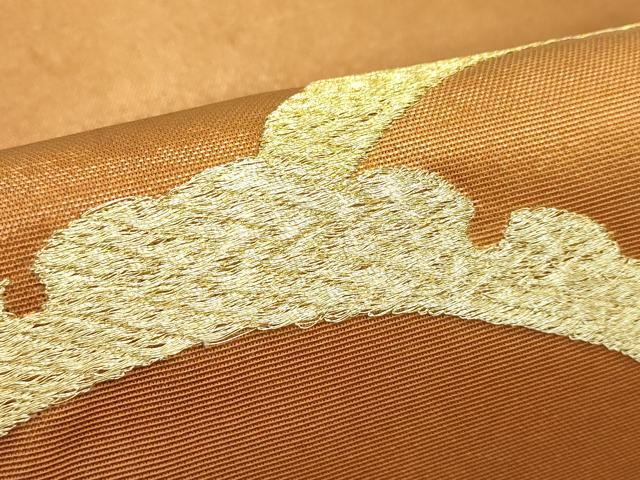 平和屋着物＊夏物 太鼓柄袋帯 総刺繍 駒刺繍 露芝文 金糸 正絹 逸品 CABH5751rv
