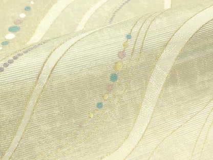 平和屋着物＊夏物 六通柄袋帯 ウェーブ 金銀糸 正絹 逸品 CABH5753rv