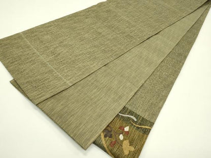 平和屋着物＊夏物 太鼓柄袋帯 すくい織 草花文 金糸 正絹 逸品 CABH5755rv