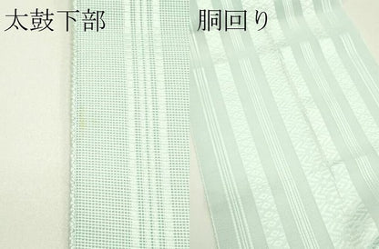 平和屋着物＊夏物　博多織　八寸名古屋帯　紗献上　青磁鼠色　CABH5762rv