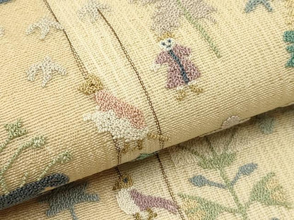 平和屋着物＊夏物 袋帯 中国三大刺繍 総相良刺繍 動物陶器花文 金糸 正絹 逸品 CABH5767rv