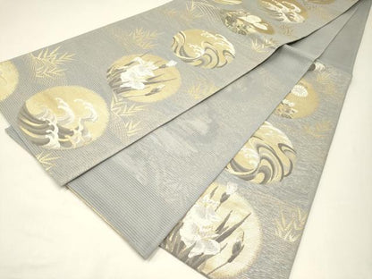 平和屋着物＊夏物　六通柄袋帯　いざよい　立波花丸文　金銀糸　正絹　逸品　CABH5775rv