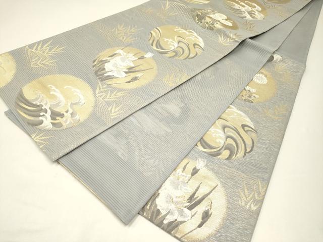 平和屋着物＊夏物　六通柄袋帯　いざよい　立波花丸文　金銀糸　正絹　逸品　CABH5775rv