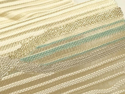 平和屋着物＊夏物　八寸名古屋帯　すくい織　幾何学文様　金銀糸　正絹　逸品　未使用　CABH5777rv