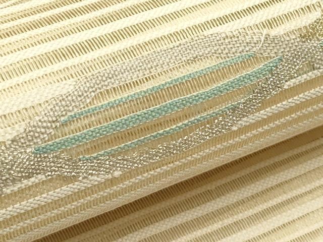 平和屋着物＊夏物　八寸名古屋帯　すくい織　幾何学文様　金銀糸　正絹　逸品　未使用　CABH5777rv