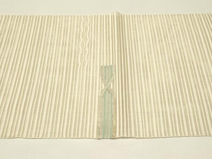 平和屋着物＊夏物　八寸名古屋帯　すくい織　幾何学文様　金銀糸　正絹　逸品　未使用　CABH5777rv