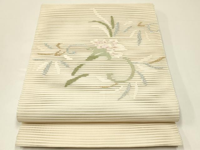 平和屋着物＊夏物　八寸名古屋帯　絽綴れ　草花文　金銀糸　正絹　逸品　CABH5778rv