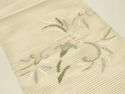 平和屋着物＊夏物　八寸名古屋帯　絽綴れ　草花文　金銀糸　正絹　逸品　CABH5778rv