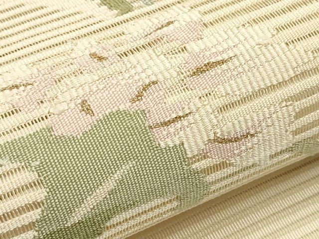 平和屋着物＊夏物　八寸名古屋帯　絽綴れ　草花文　金銀糸　正絹　逸品　CABH5778rv