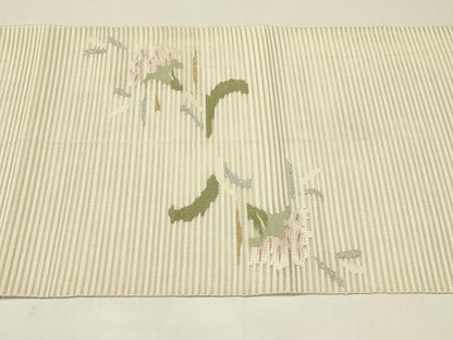 平和屋着物＊夏物　八寸名古屋帯　絽綴れ　草花文　金銀糸　正絹　逸品　CABH5778rv