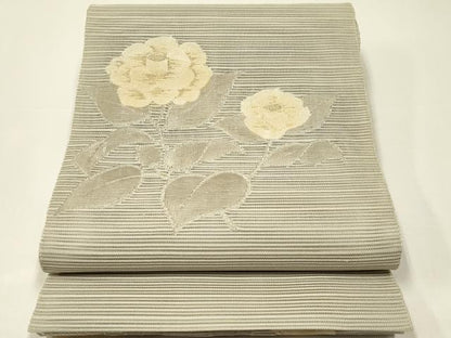 平和屋着物＊夏物　八寸名古屋帯　絽綴れ　草花文　金糸　正絹　逸品　CABH5779rv