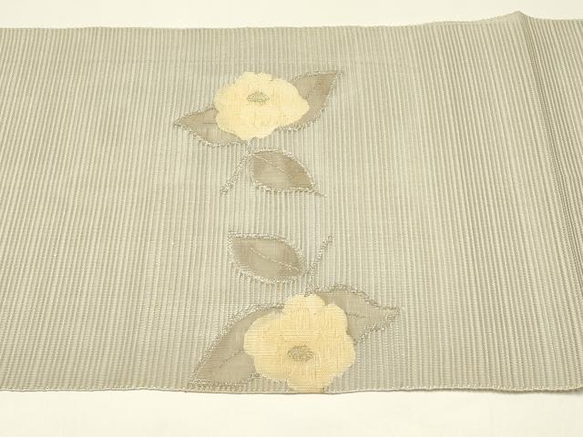 平和屋着物＊夏物　八寸名古屋帯　絽綴れ　草花文　金糸　正絹　逸品　CABH5779rv