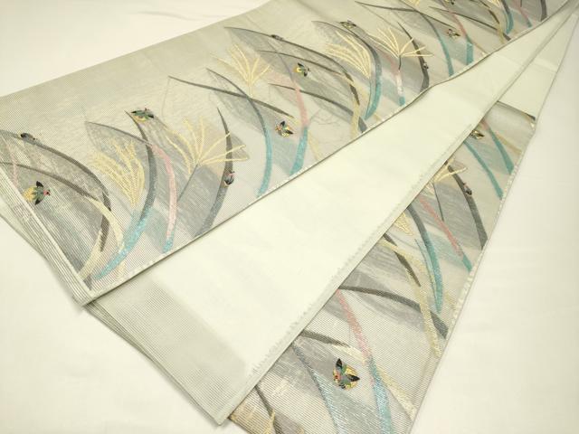 平和屋着物＊夏物　六通柄袋帯　唐織　蛍　草木文　金糸　正絹　逸品　CABH5781rv