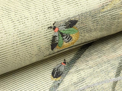 平和屋着物＊夏物　六通柄袋帯　唐織　蛍　草木文　金糸　正絹　逸品　CABH5781rv