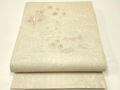 平和屋着物＊夏物　太鼓柄袋帯　総刺繍　中国三大刺繍　スワトウ刺繍　亀甲花文　金銀糸　正絹　逸品　CABH5783rv