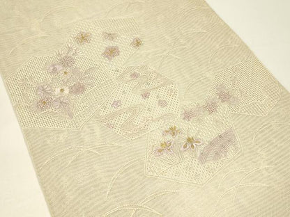 平和屋着物＊夏物　太鼓柄袋帯　総刺繍　中国三大刺繍　スワトウ刺繍　亀甲花文　金銀糸　正絹　逸品　CABH5783rv