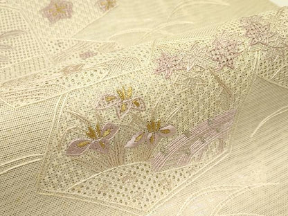 平和屋着物＊夏物　太鼓柄袋帯　総刺繍　中国三大刺繍　スワトウ刺繍　亀甲花文　金銀糸　正絹　逸品　CABH5783rv