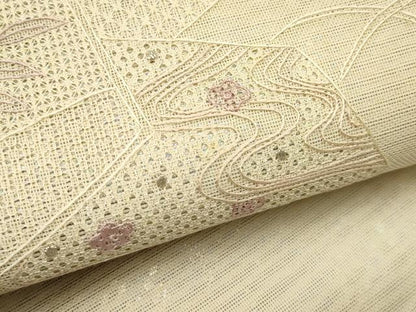 平和屋着物＊夏物　太鼓柄袋帯　総刺繍　中国三大刺繍　スワトウ刺繍　亀甲花文　金銀糸　正絹　逸品　CABH5783rv
