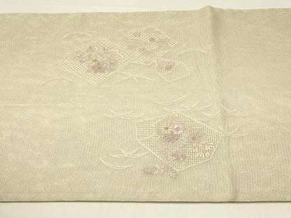 平和屋着物＊夏物　太鼓柄袋帯　総刺繍　中国三大刺繍　スワトウ刺繍　亀甲花文　金銀糸　正絹　逸品　CABH5783rv