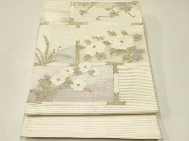 平和屋着物＊夏物 太鼓柄袋帯 絽綴れ 枝花文 金銀糸 正絹 逸品 CABH5786rv