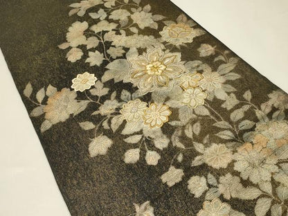 平和屋着物＊夏物　六通柄袋帯　刺繍　草花文　金銀彩　正絹　逸品　CABH5789rv